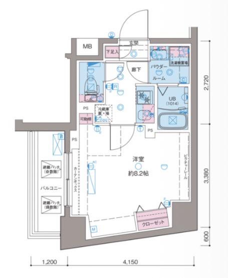 ガリシア新宿ノースII(1K/5階)の間取り写真