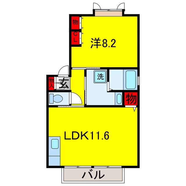 アゼリア壱番館(1LDK/1階)の間取り写真