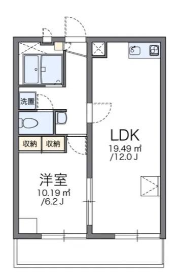 レークイエ(1K/3階)の間取り写真