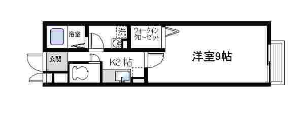 グランパルク・コーズ(1K/1階)の間取り写真