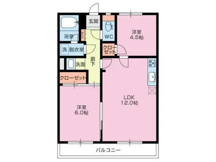 モントレイ大岡(2LDK/3階)の間取り写真