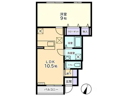 アビーロード(1LDK/1階)の間取り写真