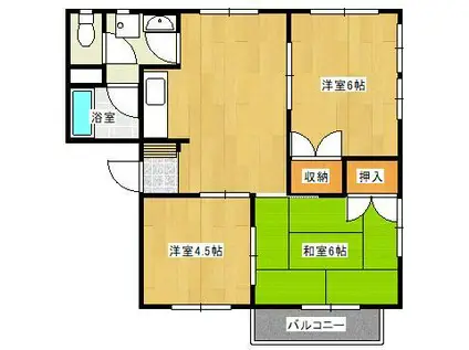 ハイツサンライズ(3DK/1階)の間取り写真