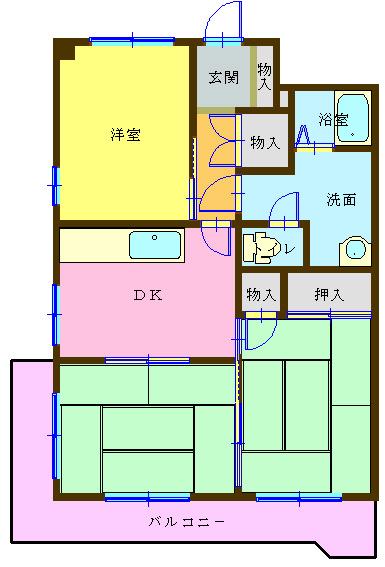 マンションヴィラ(3DK/2階)の間取り写真