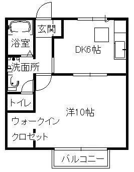 サザンコート(1SDK/2階)の間取り写真