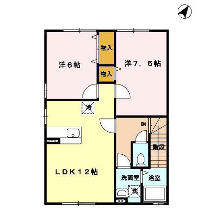 グランモア三好(2LDK/2階)の間取り写真