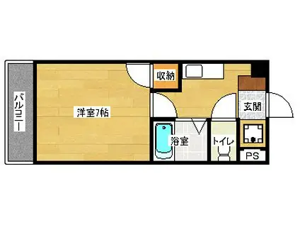 レジャンデールII(1K/2階)の間取り写真