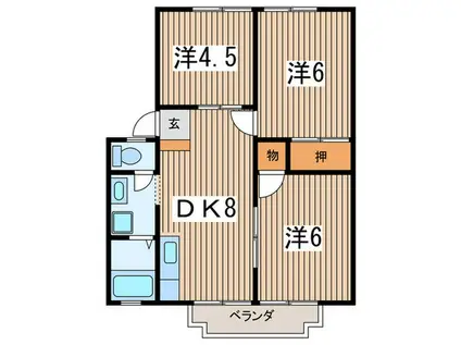 わかばハイツ6(3DK/2階)の間取り写真