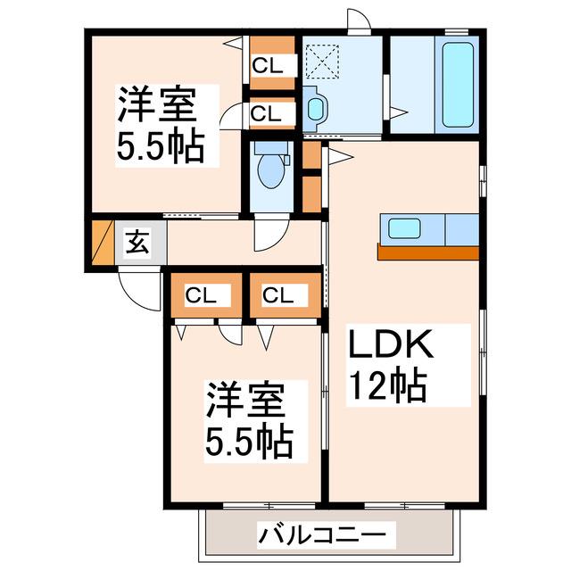 ティアラ(2LDK/2階)の間取り写真