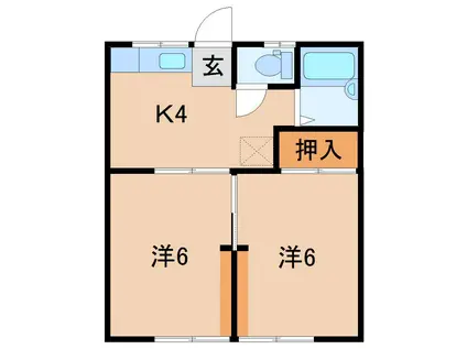 サンハイツ(2K/1階)の間取り写真