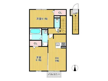 ユニティー・タウン福原(2DK/2階)の間取り写真