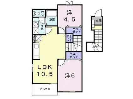 ニーロクセブンI(2LDK/2階)の間取り写真