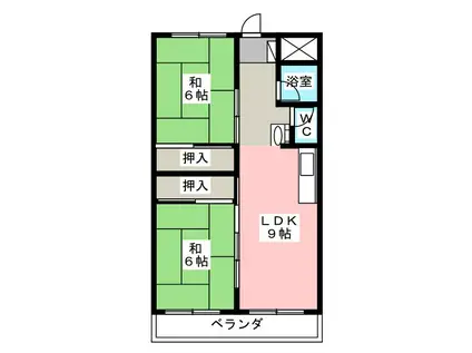 ＪＲ東海道本線 穂積駅 徒歩1分 8階建 築50年(2LDK/3階)の間取り写真