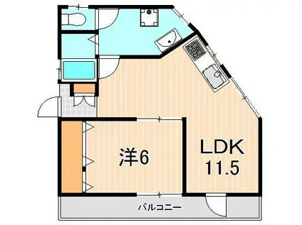第2増田ハイム(1LDK/3階)の間取り写真