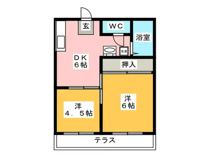 染谷ハイツ(2DK/1階)の間取り写真