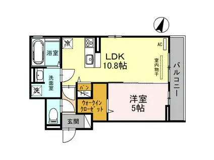 D-ROOM女池上山I 302(1LDK/3階)の間取り写真