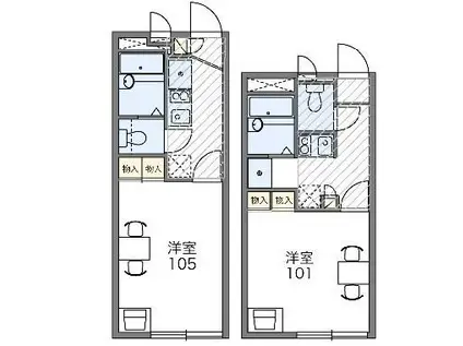 レオパレスグリーンサイド16(1K/2階)の間取り写真