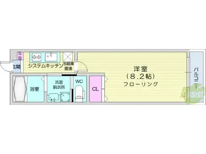 アリュール愛宕橋(1K/3階)の間取り写真