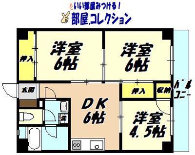 サンライフコーポ(3DK/6階)の間取り写真