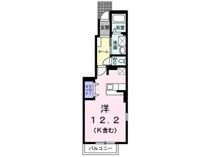 フリーデA・K(ワンルーム/1階)の間取り写真