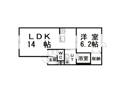 レインボーコート松浦 A棟(1LDK/1階)の間取り写真