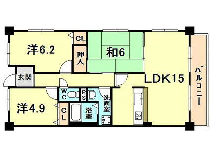 夙川レッチオ・レジデンツア(3LDK/4階)の間取り写真