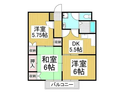 御園青山ハイツA(3DK/2階)の間取り写真