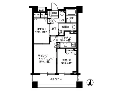 クリオ文京小石川(2LDK/10階)の間取り写真