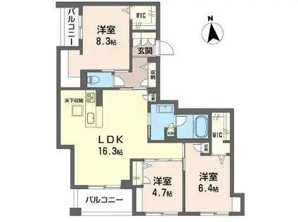 中央区今井町シャーメゾン(3LDK/1階)の間取り写真