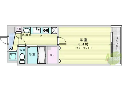 プレサンス新大阪クレスタ(1K/2階)の間取り写真