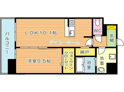 ザ・レジデンス黒崎駅南(1LDK/14階)の間取り写真