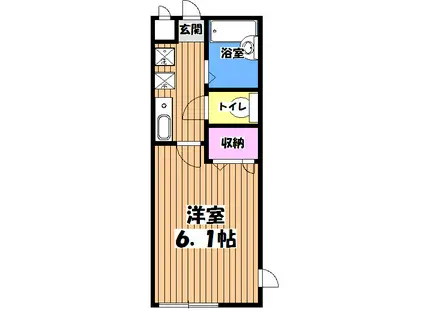 ＪＲ横浜線 八王子みなみ野駅 徒歩6分 2階建 築20年(1K/2階)の間取り写真
