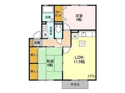 ラ・ルーン(2LDK/1階)の間取り写真