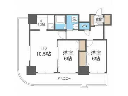 ティアラタワー中島倶楽部(2LDK/18階)の間取り写真