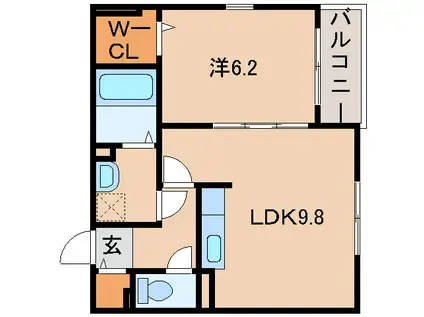 フォレスタ・高松I・II(1LDK/2階)の間取り写真