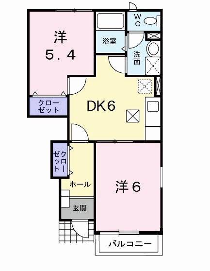 メゾン リヴァージュ(2DK/1階)の間取り写真