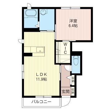 ドミールシャルマンII(1LDK/1階)の間取り写真