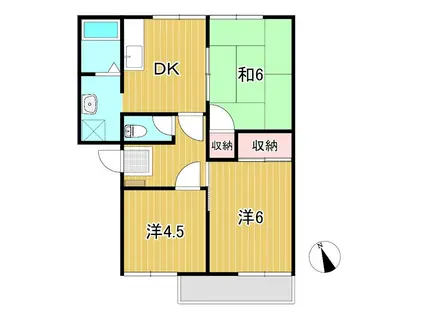 カーサ大みかB(3DK/2階)の間取り写真