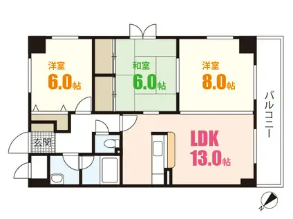 トレドハウス(3LDK/4階)の間取り写真