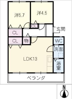 大野コーポ(2LDK/3階)の間取り写真
