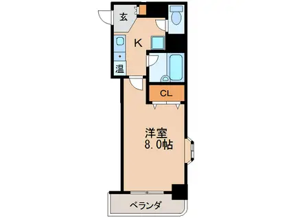 プレズントヨシダ(1K/4階)の間取り写真