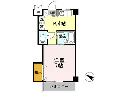 ミラ上星川(1K/4階)の間取り写真