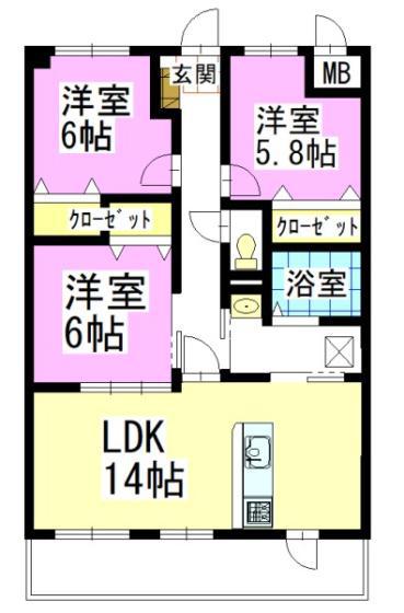 ラ・パティオ(3LDK/4階)の間取り写真