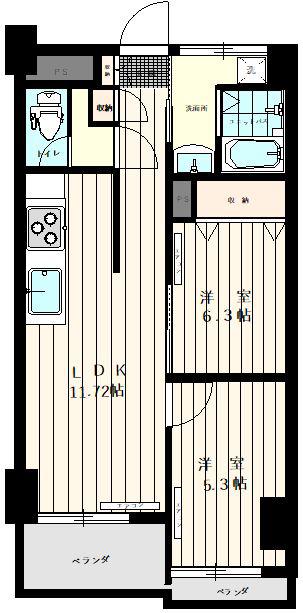 成増3丁目マンション(2LDK/1階)の間取り写真