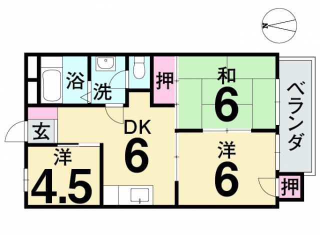 ウィスタリア昭和町(3DK/4階)の間取り写真
