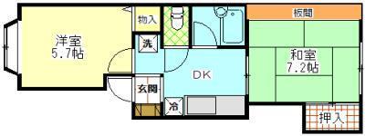 アーバンハイツ港南C(2K/1階)の間取り写真