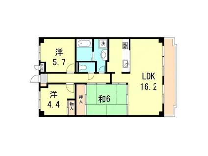 朝日プラザモンターニュ北神戸1番館(3LDK/4階)の間取り写真