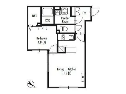 GRANPASEO中目黒イースト(1LDK/3階)の間取り写真
