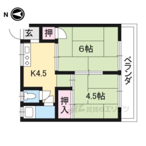 コーポ高矢(2DK/3階)の間取り写真