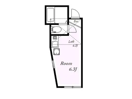 ユナイト田浦ベラクルス・メヒコ(ワンルーム/2階)の間取り写真